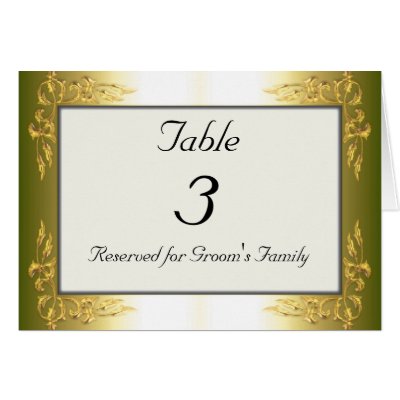 Gold Tone Wedding Table Number Card