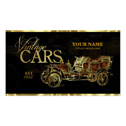 Gold Tones Automotive Vintage Cars Template Business Card Template (front side)