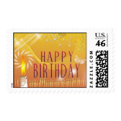 Gold tones Happy Birthday stamp