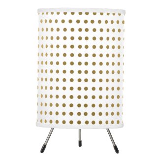 Gold Tones Polka Dots Pattern Tripod Lamp