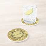Gold Tones Vintage Floral Damasks Coasters