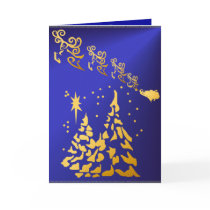 Gold Trees and Santas Reindeer Card