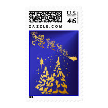 Gold Trees and Santas Reindeer Postage postage by Lotacats Gold Trees and Santas Reindeer Postage postage