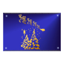 Gold Trees and Santas Reindeer Poster posters