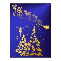 Gold Trees and Santas Reindeer Poster posters