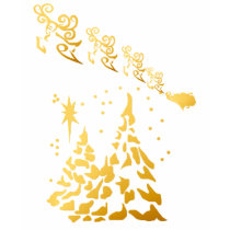 Gold Trees and Santas Reindeer T Shirt by Lotacats Gold Trees and Santas Reindeer T Shirt