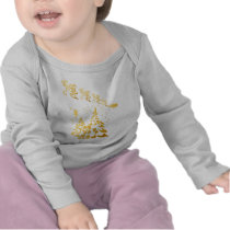 Gold Trees and Santas Reindeer T Shirt by Lotacats Gold Trees and Santas Reindeer T Shirt