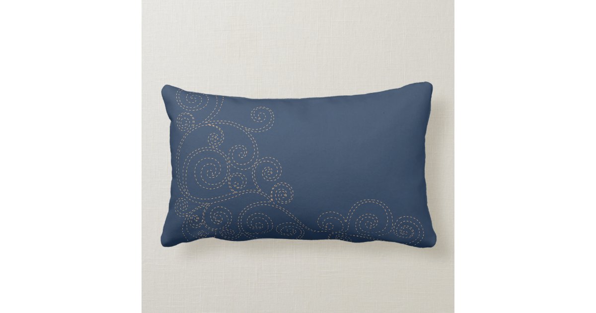 Gold Trees on Blue Lumbar Throw Pillow Zazzle