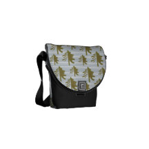 Gold Trees on Blue Stripes Courier Bag