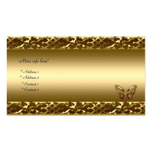 Gold Trim Butterfly Elegant Business Card (back side)