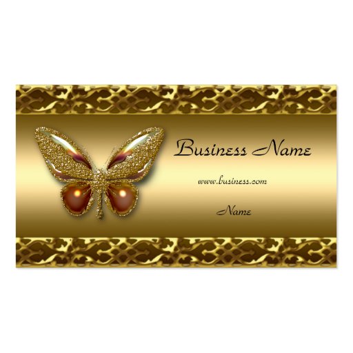 Gold Trim Butterfly Elegant Business Card (front side)