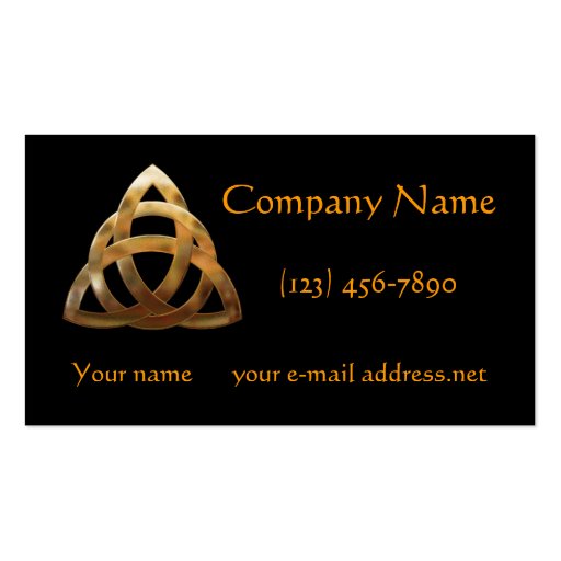Gold Trinity Knot Business Card Template (front side)