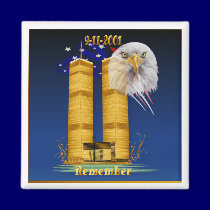 Gold Twin Towers, Eagle n Flag Magnet magnets
