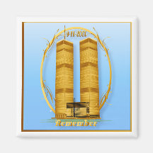 Gold Twin Towers lettered  Magnet