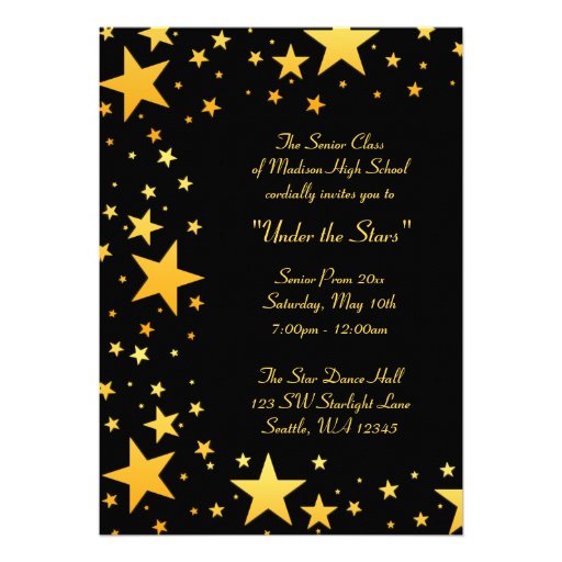 Gold Under the Stars Prom Formal Invitations