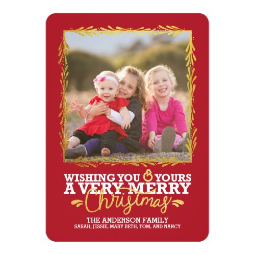 Gold Very Merry Christmas 5x7 Paper Invitation Card