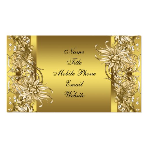 Gold Victorian Flower Elegant Gold Business Card Template (back side)