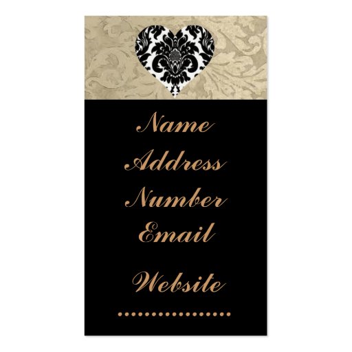 Gold Vintage Damask Divine Elegance Business Card (back side)