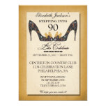 Gold Vintage Floral Shoe 90th Birthday Invitation