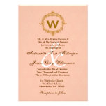 Gold Vintage Frame Peach Monogram Wedding Personalized Invitation at Zazzle