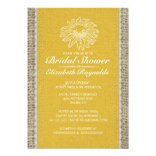 Gold Vintage Lace Bridal Shower Invitations