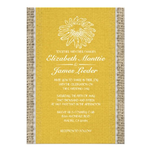 Gold Vintage Lace Wedding Invitations