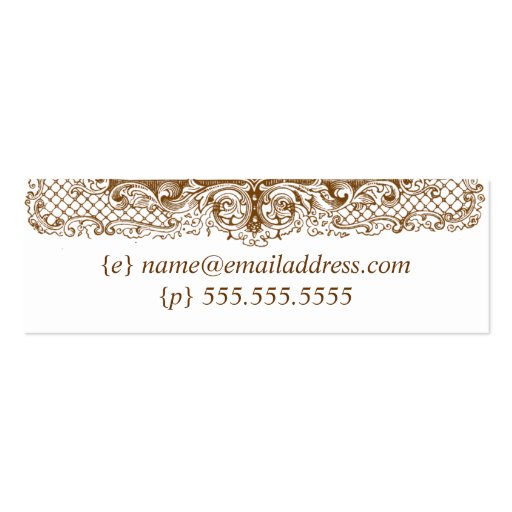 Gold Vintage Look Skinny Card Business Card Templates (back side)