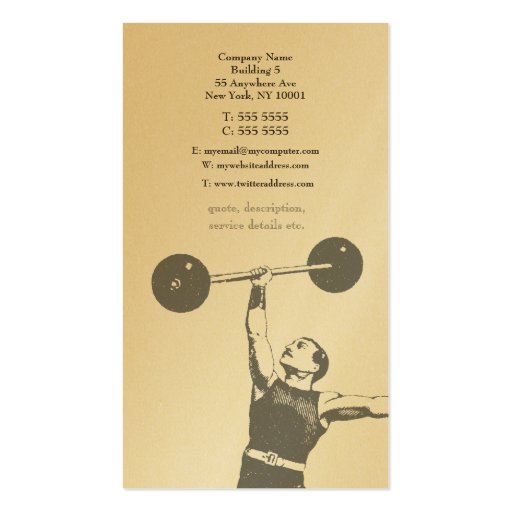 Gold Vintage Personal Trainer Business Card (back side)
