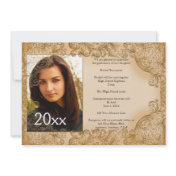Gold Vintage Scroll Photo Graduation Announcement