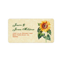 Gold Vintage Sunflower Custom Address Labels