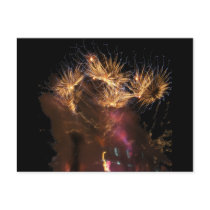 Gold w/Bluestreaks Fireworks Postcard