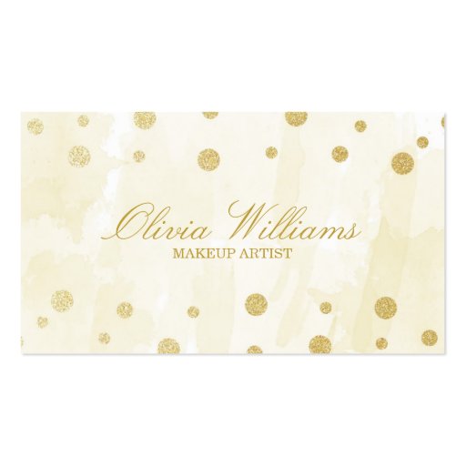 Gold Watercolor & Glitter Business Cards (front side)