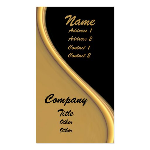 Gold Wave On Black Business Cards (front side)