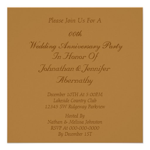 Gold Wedding Anniversary Party Invitation