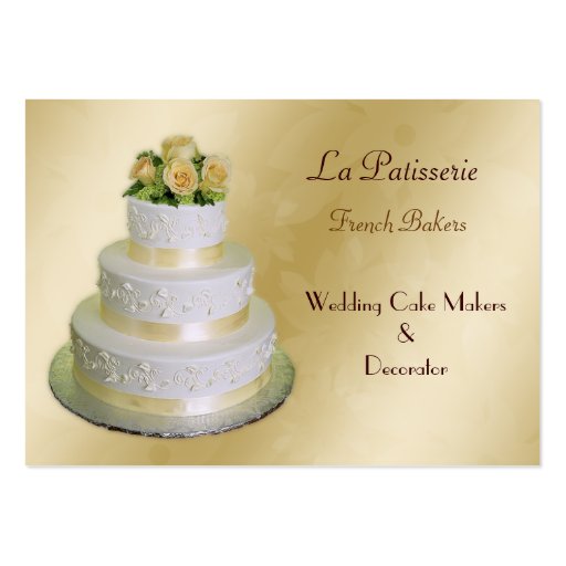 gold Wedding Cake makers business Cards (front side)