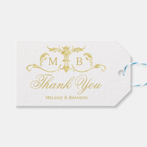 Gold wedding favor gift tags Wedding Thank You tag Zazzle