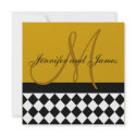 Gold Wedding Invitation Monogram Harlequin invitation