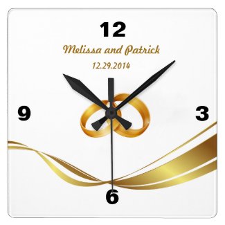 Gold Wedding Wall Clock