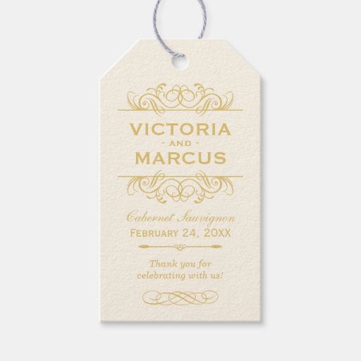 Gold Wedding Wine Bottle Monogram Favor Tags Pack Of Gift Tags ...