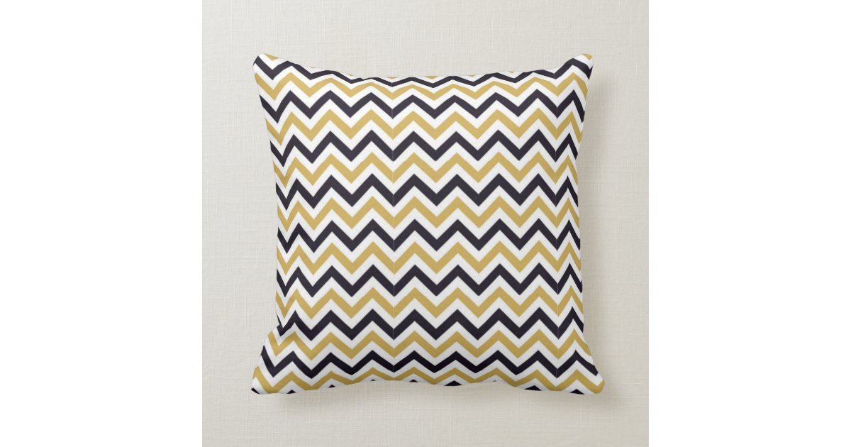 Gold, White and Black Chevron Design Throw Pillows Zazzle