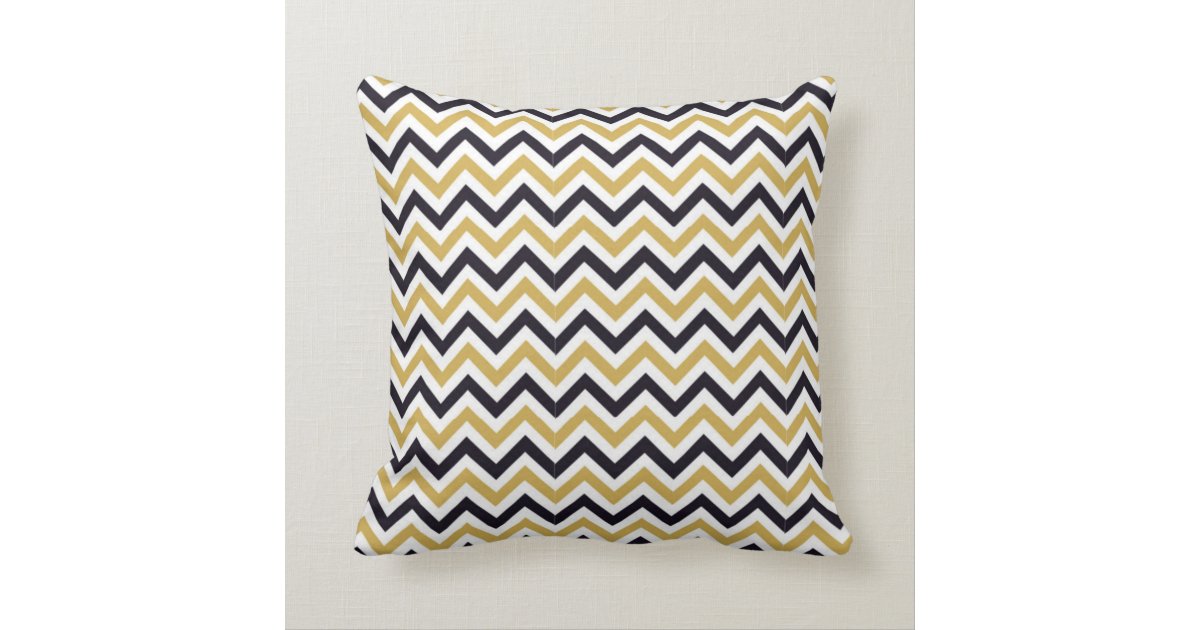 Gold, White and Black Chevron Design Throw Pillows Zazzle