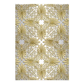 Gold White Art Deco Damask RSVP 1 Personalized Invites