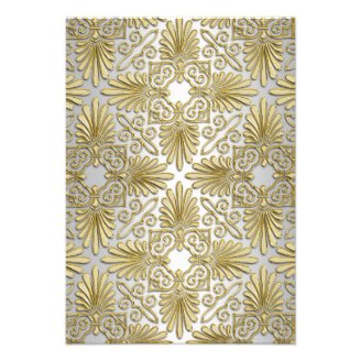 Gold White Art Deco Damask RSVP 2 Personalized Invitations