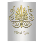 Gold White Art Deco Damask Thank You Card