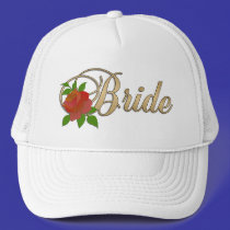 Gold & white Bride CAP with Rose hats by RealPotential Gold & white Bride CAP with Rose hats