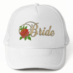 Gold & white Bride CAP with Rose hats