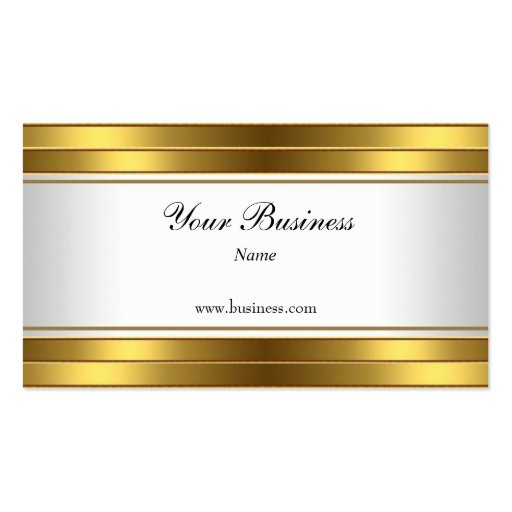 Gold White Elegant Classy Business Card Template (front side)