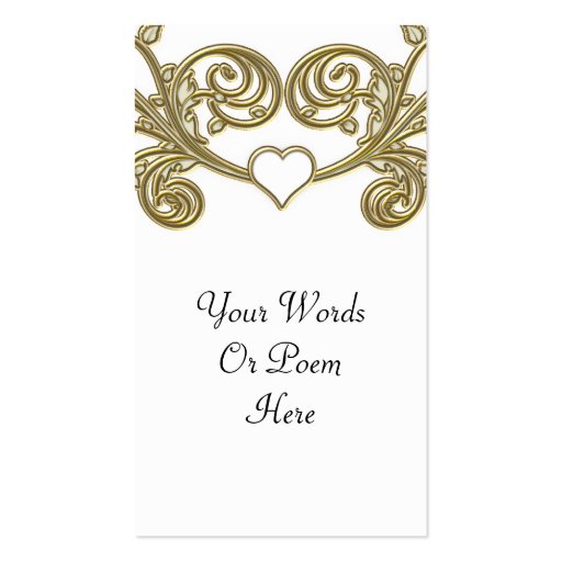 Gold & White Floral Joining Heart Wedding Business Card (front side)