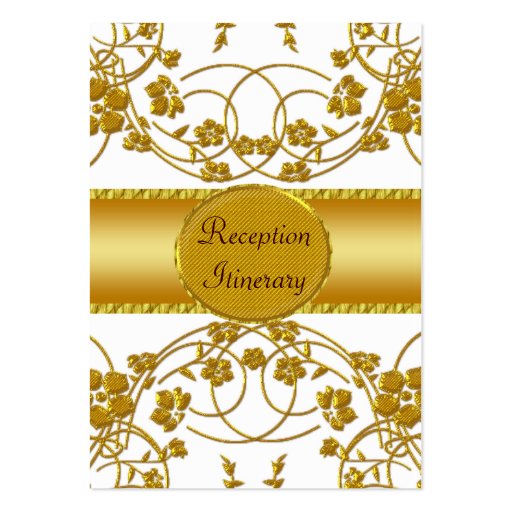 Gold & White Floral Wedding Monogram Business Card Templates (front side)