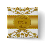 Gold & White Floral Wedding Monogram buttons